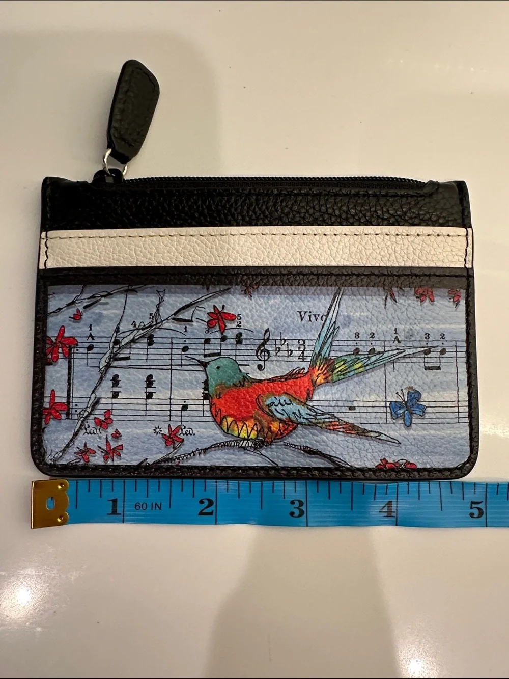New! Brighton card wallet with zipper coin pocket with hummingbird and butterfly